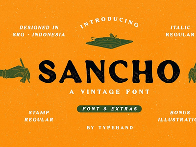 Sancho - Vintage Font + Extras animation branding design graphic design illustration illustrator logo typography ui ux
