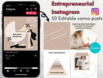 50 Girl Boss Social Media Templates app design flat icon illustrator logo minimal ui ux vector web website