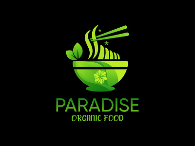 PARADISE FOOD branding chowmein logo fast food logo food logo graphic design logo design minimalist logo modern logo noodles logo organic food restaurant logo vegan food