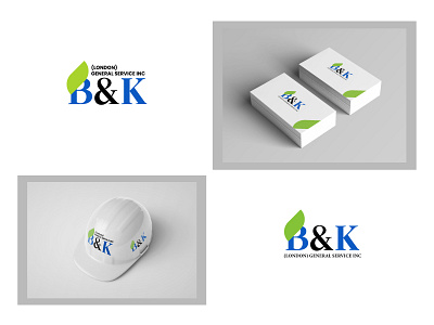 Cleaning service logo, B&K letter logo blue brand identity business card business card design cleaning company cleaning company logo cleaning logo cleaning service cleaning services green landscaping landscaping service leaf letter logo lettermark letters logodesign minimalist logo modern logo organic