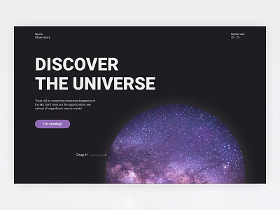 Observatory Promo Website Concept concept dark theme design observatory promo space uidesign universe uxdesign uxui web webdesign