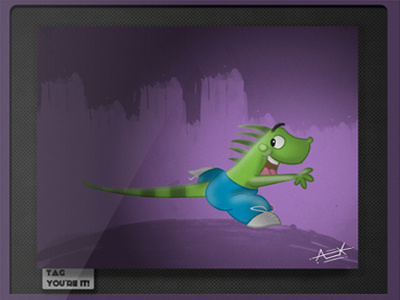 Spike art cartoon iguana industrial frame lizard