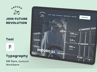ENDURO EV Scooter Landing Page Or Website branding design electric scooter design electric scooter landing page ev scooter landing page landing page design product design ui website design