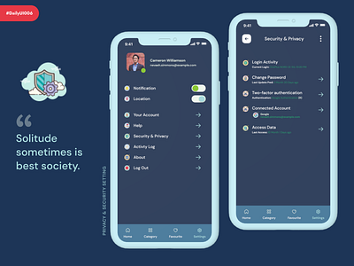 Privacy & Setting UI Screen app design dailyui007 mobile app design mobile app ui design mobile ui design privacy app privacy policy product app design security security app settings ui