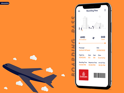 Boarding Pass DailyUI 024 app design boarding boarding pass ui daily ui challenge daily ui inspiration dailyui 024 mobile app design mobile app ui design mobile ui design product app design ticket ui