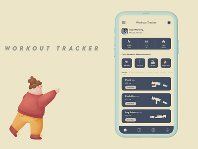 Workout Tracker DailyUI #041 app design daily ui 041 daily ui inspiration dailyui dailyui 041 fitness app mobile app design mobile app ui design mobile ui design product app design tracker ui ui web ui web ui design workout tracker