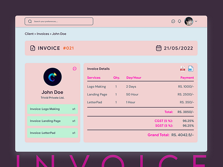 Invoice UI designs, themes, templates and downloadable graphic elements ...