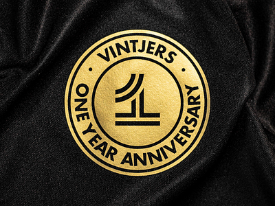 Vintjers – One Year Anniversary Shirt badge badge design gold graphic design logo design logo designer print design shirt shirt design vintjers
