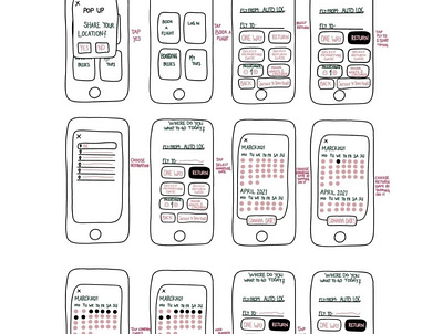 Sketches interaction design interactiondesign procreateapp skeleton sketching ux