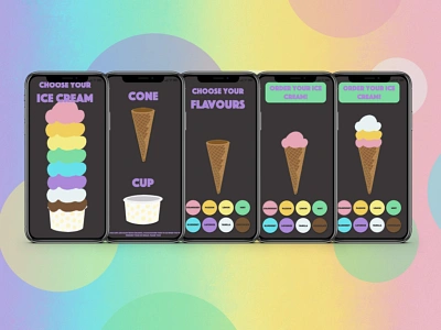 PieDay Playoff 2021 Ice Cream Screens ice cream illustration interactiondesign keynote pieday playoff procreate protopie sketch ui uidesign