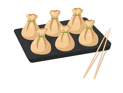 Wonton chinese design dumplings flat food graphic design illustration traditional vector wonton