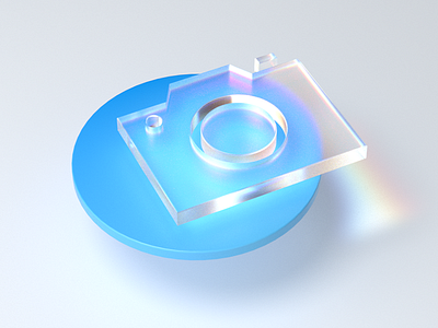 camera icon glass icon render