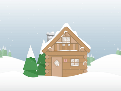 Little cabin cabin chalet forest illustration snow vector winter