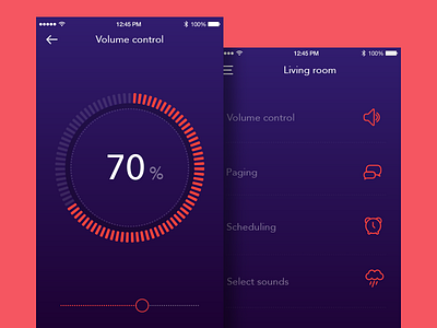 Music control app app apple chart control design flat graph ios iphone music purple volume