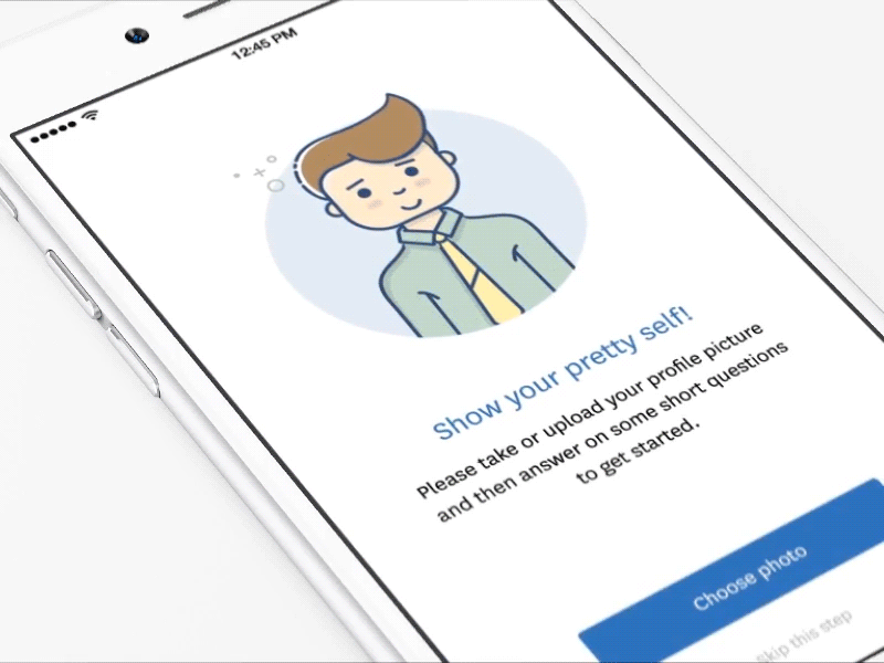 Dating app walkthrough screen animation design illustration illustrator iphone on boarding ui ux walkthrough