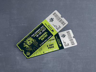 Sunset Wild festival ticket festival branding festival ticket general entry ticket lime green ticket design