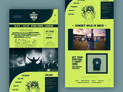Sunset Wild Festival - Website festival branding landing page design lime green webdesign
