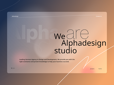 Design Studio - Glassmorphism Landing page 2021 2021 trend agency clean clean ui design digital digitalart germany glassmorphism landingpage landingpagedesign landingpages minimal modern ui ui design uiux ux web