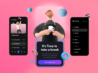 Coffee Time - Mobile Concept Design 2021 clean design digital germany illustration minimal mobile app mobile apps mobileapp mobileappdesign mobileapps modern ui ui design uiux ux ux ui design web