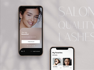 Lash extensions salon app app beauty branding design minimal mobile mobile app salon search a artist ui ux