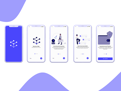 Onboarding screen flow for a blockchain company app ui ux