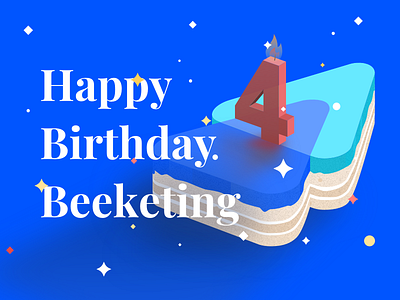 Beeketing has turned 4 beeketing birthday graphic illustration