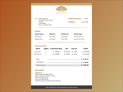 Daily UI #046 - Invoice 046 barcelona dailyui dailyuichallenge hotel invoice mandarin proforma invoice ux