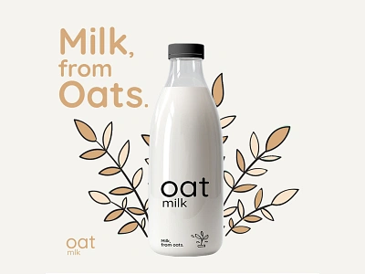 Milk, from Oats branding cute cute art graphic design illustration logo milk milkshake minimal oat oats typography vector