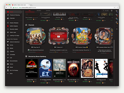 Netflix Pro - Browse Channels (decision fatigue solution) app design film films movies netflix product design television ui ux uxdesign uxdesigner web website