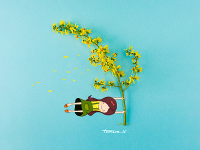 wind creative drawing flower girl illustration painting photography