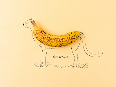 Cheetah animal banana cheetah creative drawing fruit illustration painting photography still life yellow