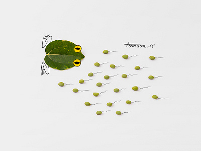 Looking for mom beans creative drawing frog illustration leaves mom painting photography still life tadpole