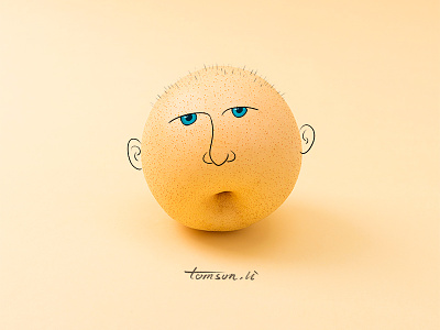 Mr. pear creative drawing face fruit illustration man painting pear photography still life yellow