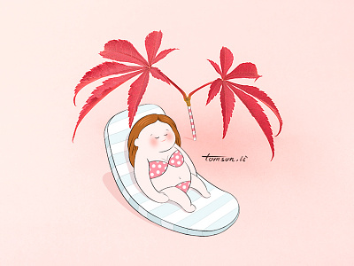 Bathing bathing beach creative cute drawing illustration leaves painting photography still life woman
