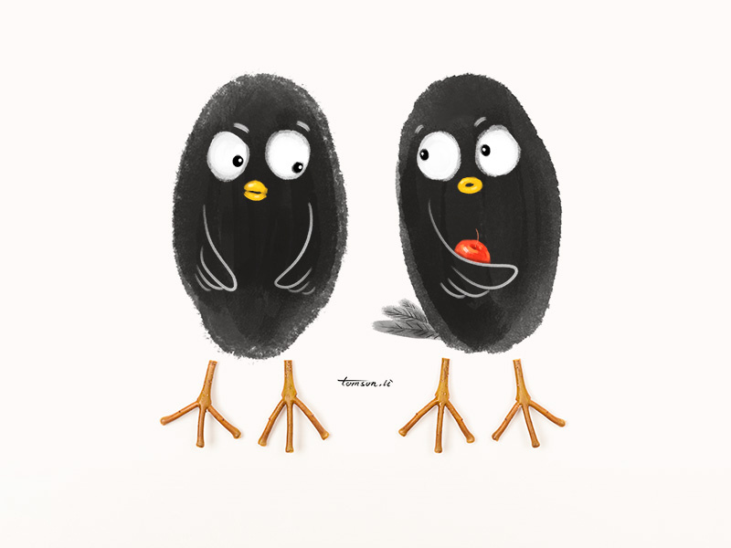 share branch tomsonli animals apple birds still life photography creative illustration painting drawing share