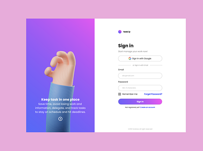 Sign In Page Task.ly design illustration pagedesign singinpage ui uidesign uiux webdesign webdesigning webpage website