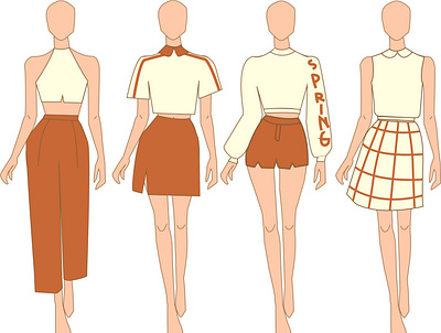 Spring Collection 2021 adobe illustrator design fashion flat sketch vector