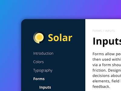 Solar design system inputs logo mark menu patterns