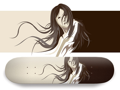 Flow Girl Skateboard Illustration