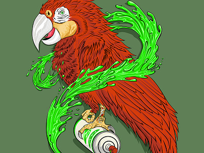 Spraycan Sam bird illustration parrot print spray paint spraycan tattoos vector