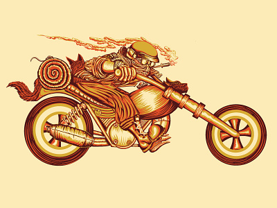 Rough Rider fox illustration motorcycle ratbike vecto