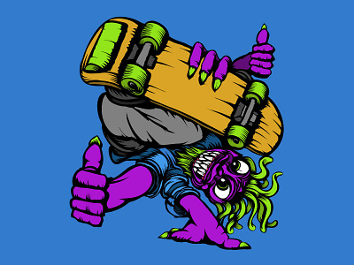 Monster Skate Thumbs Up adobe design designer illustration monster skateboard vector