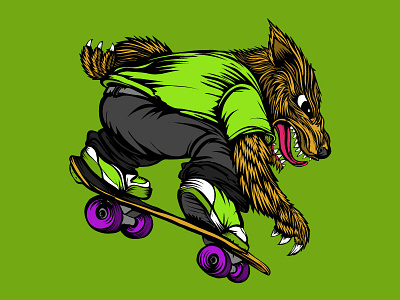 Wolf Shred adobe design illustration illustrator monster skateboard vector