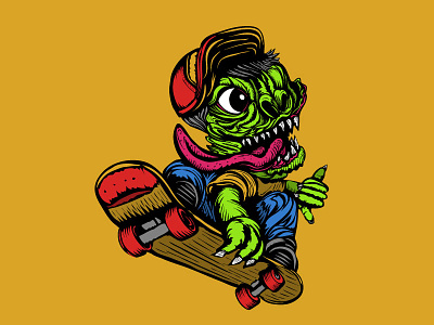 Hang Loose adobe design illustration illustrator monster skateboard vector