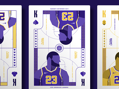 The Royal Court: LA Lakers Cards ball basketball branding cards design identity illustration illustrator kobe la lakers lebron logo losangeles nba print simple sports typography vector