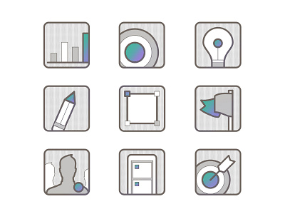 Mobile Project Icons fill gradient iconography icons illustration lined marketing mobile outline vector
