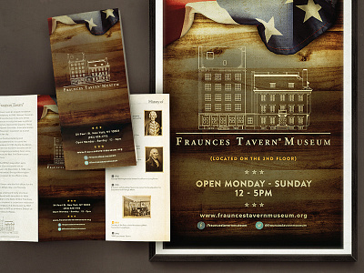 Fraunces Tavern Museum Marketing Material american brochure colonial flag marketing museum poster print vintage