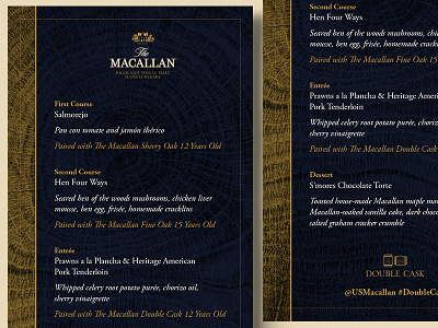 Macallan Double Cask Menu layout menu print spirits textures
