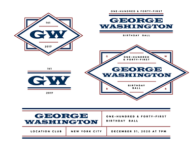 GW Birthday Ball branding event illustration logo typography