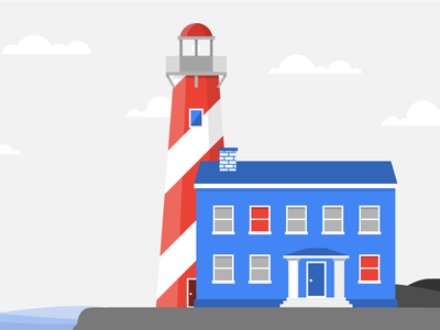 The Coast boat flat google house illustration illustrator lighthouse simple vector